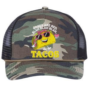 Roses Are Red Blah Tacos Valentine Day Food Lover Retro Rope Trucker Hat Cap