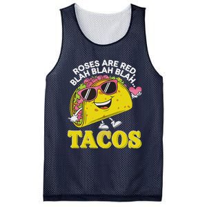 Roses Are Red Blah Tacos Valentine Day Food Lover Mesh Reversible Basketball Jersey Tank