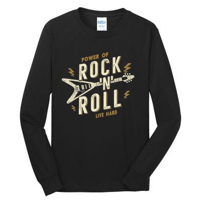 Rock And Roll Vintage Guitar Retro Music Lover Souvenir Tall Long Sleeve T-Shirt