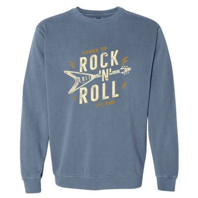 Rock And Roll Vintage Guitar Retro Music Lover Souvenir Garment-Dyed Sweatshirt