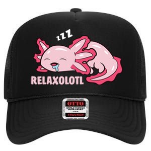 Relaxolotl Axolotls High Crown Mesh Back Trucker Hat