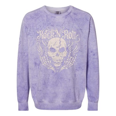 Rock And Roll Skeleton Hand Colorblast Crewneck Sweatshirt