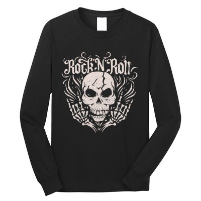 Rock And Roll Skeleton Hand Long Sleeve Shirt