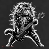 Rock And Roll Cat Playing Guitar Cool Comfort Performance Bucket Hat