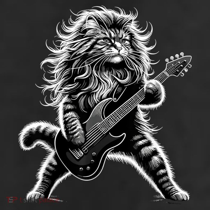 Rock And Roll Cat Playing Guitar Cool Comfort Performance Bucket Hat