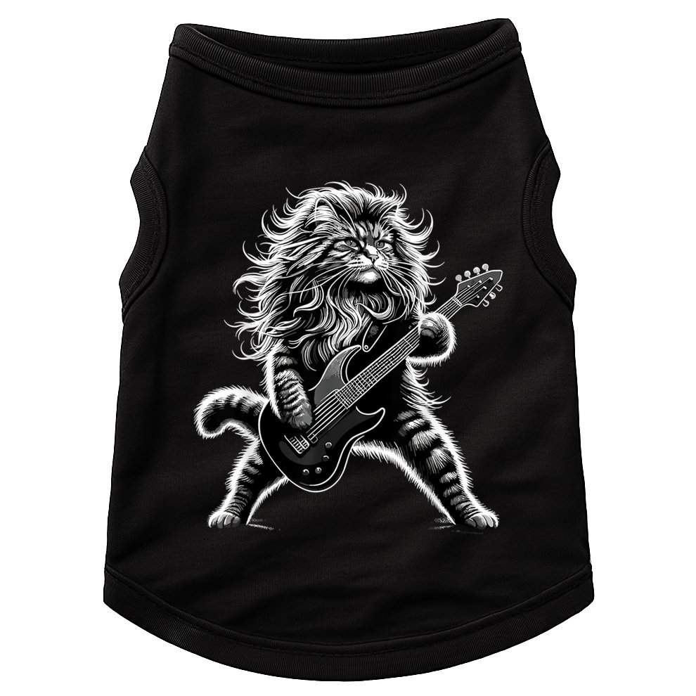 Rock And Roll Cat Playing Guitar Doggie Tank