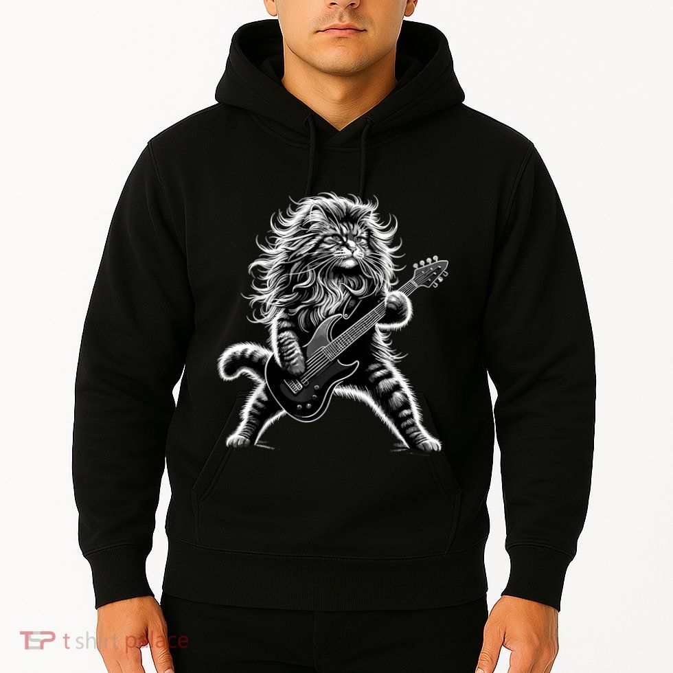 Rock And Roll Cat Playing Guitar Hoodie
