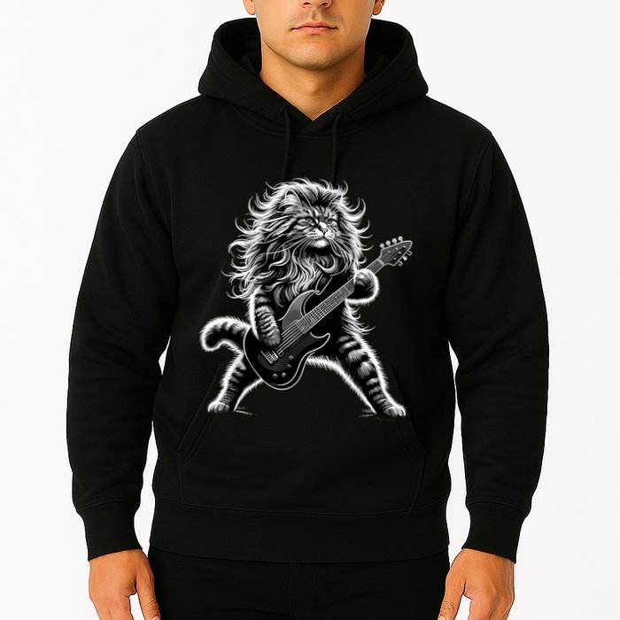Rock And Roll Cat Playing Guitar Hoodie