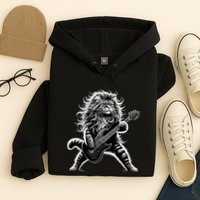 Rock And Roll Cat Playing Guitar Hoodie