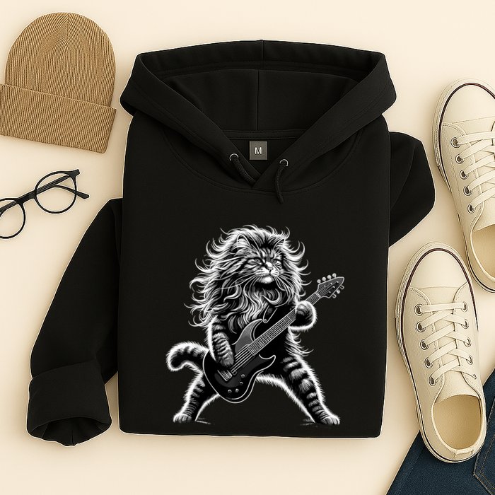 Rock And Roll Cat Playing Guitar Hoodie