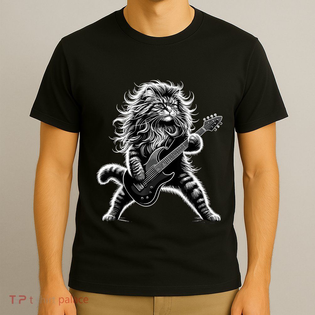 Rock And Roll Cat Playing Guitar T-Shirt