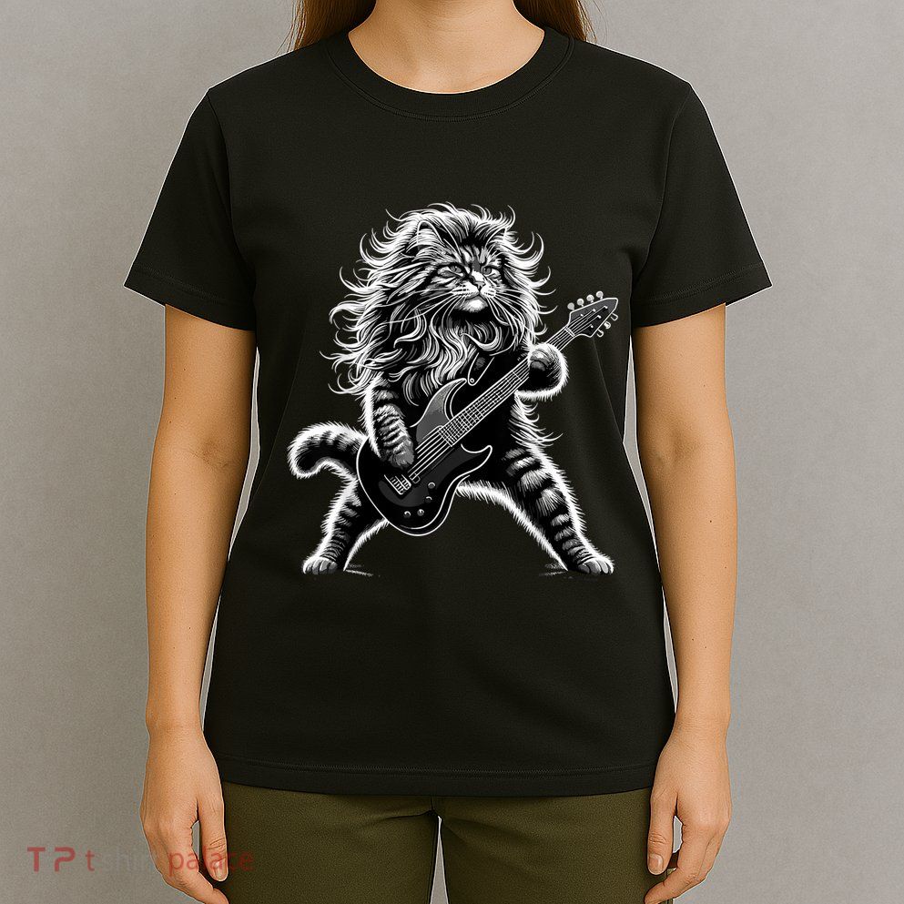 Rock And Roll Cat Playing Guitar T-Shirt