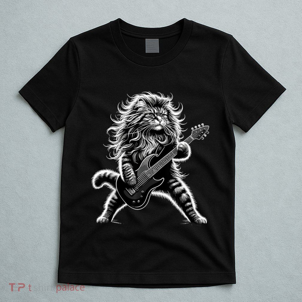 Rock And Roll Cat Playing Guitar T-Shirt