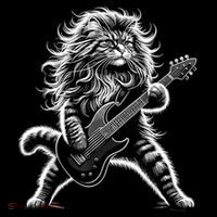 Rock And Roll Cat Playing Guitar T-Shirt