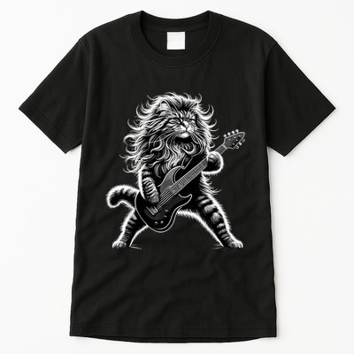 Rock And Roll Cat Playing Guitar Tall T-Shirt