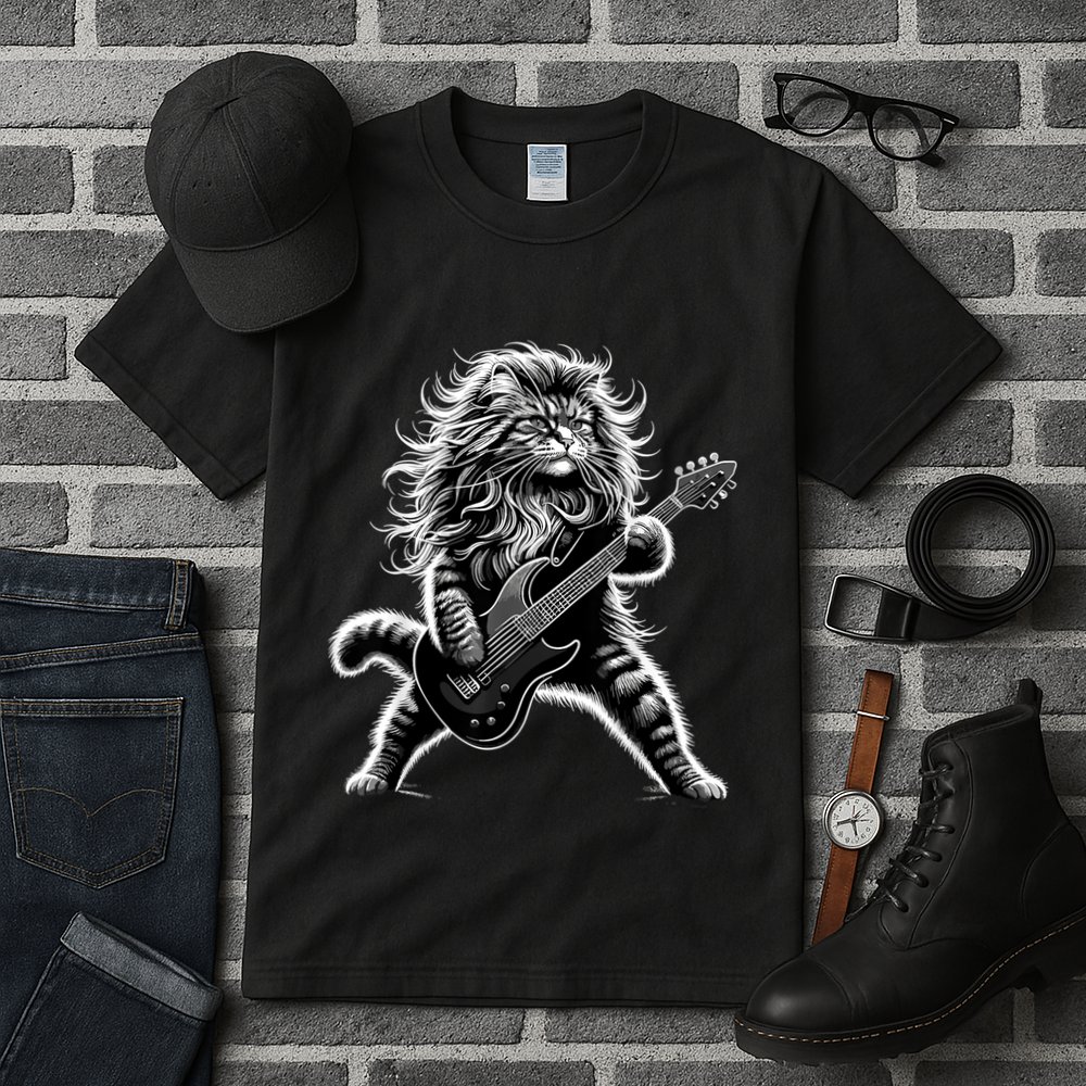 Rock And Roll Cat Playing Guitar Tall T-Shirt