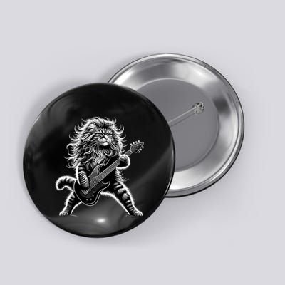 Rock And Roll Cat Playing Guitar Button