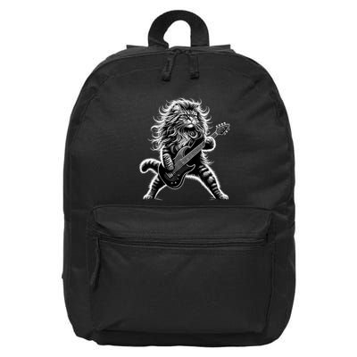 Rock And Roll Cat Playing Guitar 16 in Basic Backpack