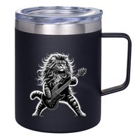 Rock And Roll Cat Playing Guitar 12oz Stainless Steel Coffee Mug