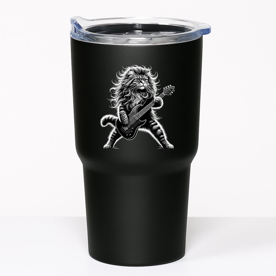 Rock And Roll Cat Playing Guitar Tumbler