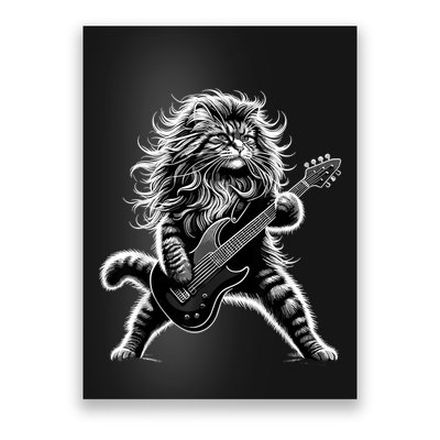 Rock And Roll Cat Playing Guitar Poster