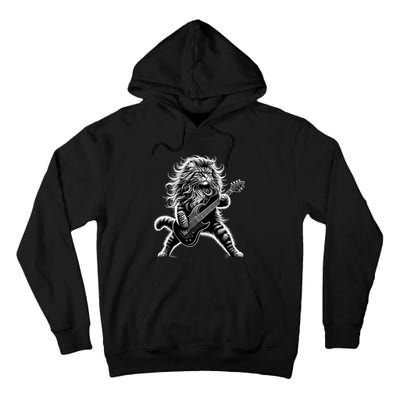 Rock And Roll Cat Playing Guitar Tall Hoodie