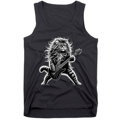 Rock And Roll Cat Playing Guitar Tank Top