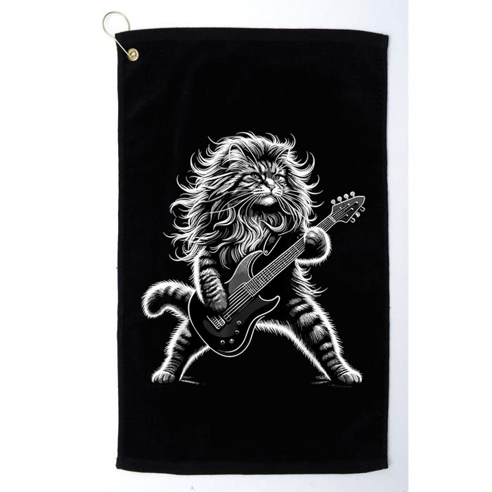 Rock And Roll Cat Playing Guitar Golf Towel