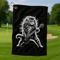 Rock And Roll Cat Playing Guitar Golf Towel
