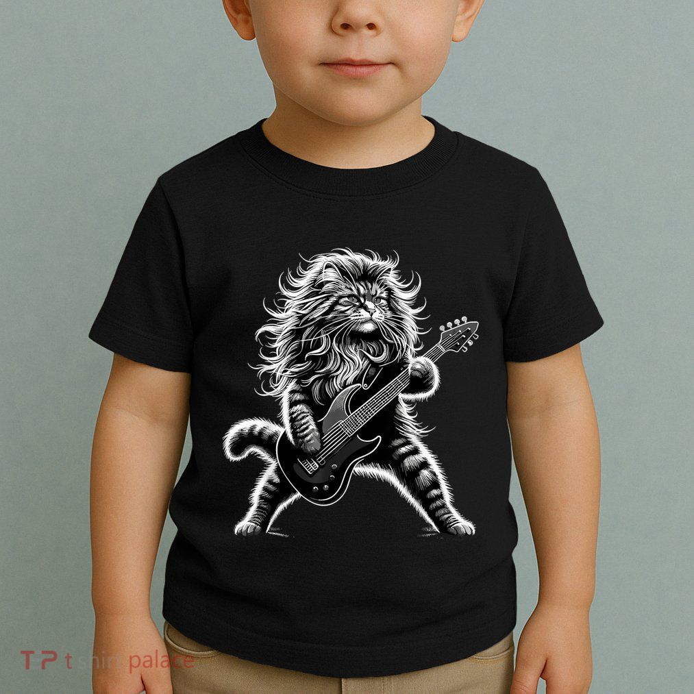 Rock And Roll Cat Playing Guitar Toddler T-Shirt