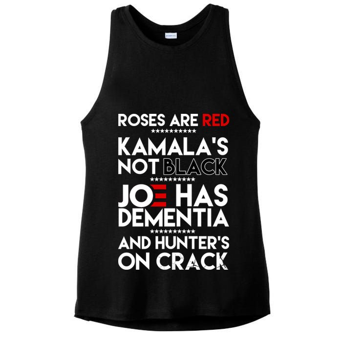 Roses Are Red Kamala's Not Black Joe Has Dementia And Hunters On Crack Ladies PosiCharge Tri-Blend Wicking Tank