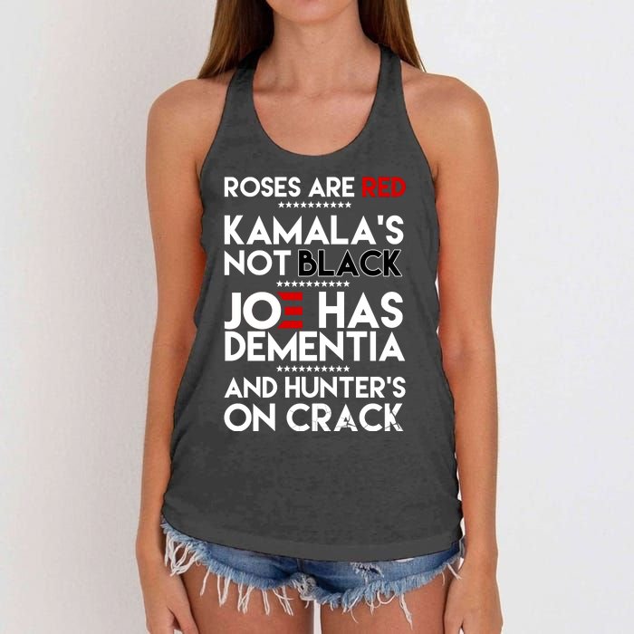 Roses Are Red Kamala's Not Black Joe Has Dementia And Hunters On Crack Women's Knotted Racerback Tank