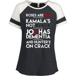 Roses Are Red Kamala's Not Black Joe Has Dementia And Hunters On Crack Enza Ladies Jersey Colorblock Tee