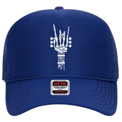 Rock And Roll Punk Rock Band Concert Guitar Accessories Gift High Crown Mesh Back Trucker Hat