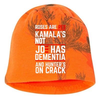 Roses Are Red Kamalas Not Black Joe Has Dementia And Hunters On Crack Kati - Camo Knit Beanie