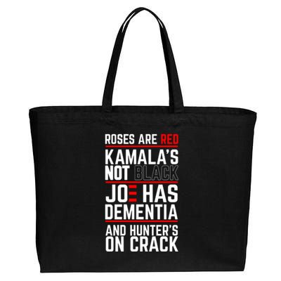 Roses Are Red Kamalas Not Black Joe Has Dementia And Hunters On Crack Cotton Canvas Jumbo Tote