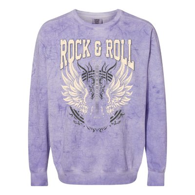 Rock And Roll Lover Gifts Cool Electric Guitar Concert Band Colorblast Crewneck Sweatshirt