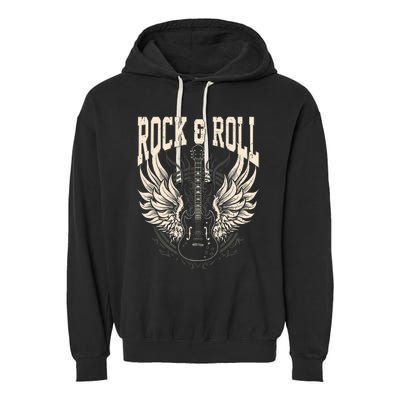 Rock And Roll Lover Gifts Cool Electric Guitar Concert Band Garment-Dyed Fleece Hoodie