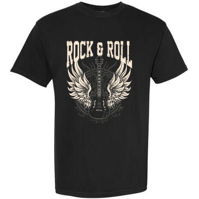 Rock And Roll Lover Gifts Cool Electric Guitar Concert Band Garment-Dyed Heavyweight T-Shirt