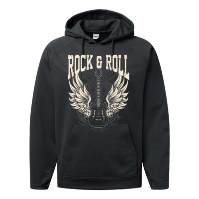 Rock And Roll Lover Gifts Cool Electric Guitar Concert Band Performance Fleece Hoodie