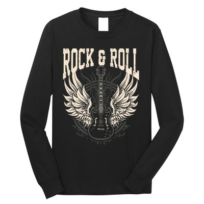 Rock And Roll Lover Gifts Cool Electric Guitar Concert Band Long Sleeve Shirt