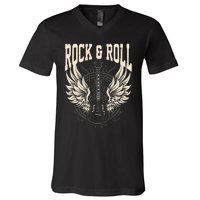 Rock And Roll Lover Gifts Cool Electric Guitar Concert Band V-Neck T-Shirt