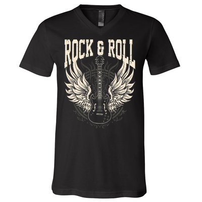 Rock And Roll Lover Gifts Cool Electric Guitar Concert Band V-Neck T-Shirt