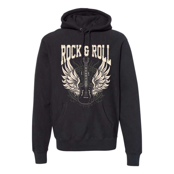 Rock And Roll Lover Gifts Cool Electric Guitar Concert Band Premium Hoodie