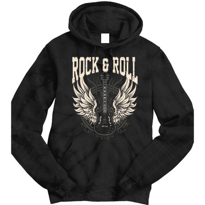 Rock And Roll Lover Gifts Cool Electric Guitar Concert Band Tie Dye Hoodie