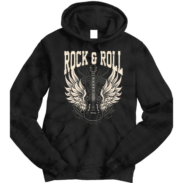 Rock And Roll Lover Gifts Cool Electric Guitar Concert Band Tie Dye Hoodie