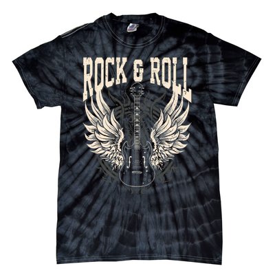 Rock And Roll Lover Gifts Cool Electric Guitar Concert Band Tie-Dye T-Shirt