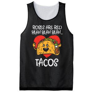 Roses Are Red Blah Tacos Funny Valentine Day Food Lover Gift Mesh Reversible Basketball Jersey Tank