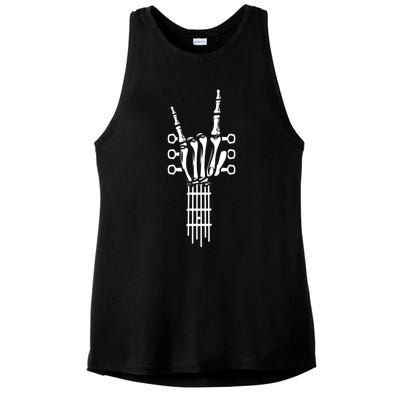 Rock And Roll Rock On Guitar Neck Cool Skeleton Hand Gift Ladies PosiCharge Tri-Blend Wicking Tank