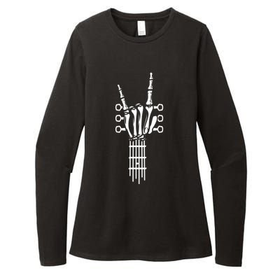 Rock And Roll Rock On Guitar Neck Cool Skeleton Hand Gift Womens CVC Long Sleeve Shirt